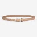 Minimalist cowhide women's belt with silver pin buckle, elegant light brown variant for suits. - Khaki / 105cm