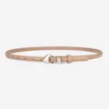 Minimalist women leather belt casual versatile slim strap elegant beige jeans accessory - 105cm / Khaki