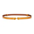 Elegante cinturón fino de mujer en piel auténtica con hebilla metálica para vestidos. - 80-100cm / Camel