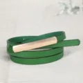 Ceinture fine en cuir vert pour femmes avec boucle en métal doré, accessoire de mode. - 100cm / Vert