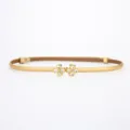 Ceinture fine pour femme minimaliste strass trèfle à quatre feuilles doré pour robe élégante - Cuir Verni Or / 95cm