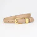 Ceinture fine pour femme en cuir de vachette minimaliste avec boucle dorée pour robe et jean - Kaki
