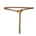 Womens brown leather skinny belt with gold metal ring buckle elegant adjustable dress belt - 100cm / Caramel color