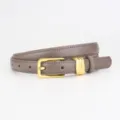 Femme fin ceinture en cuir taupe ceinture en cuir de vachette boucle d'or élégant accessoire - Gris foncé