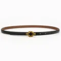 Élégante ceinture fine en cuir noir pour femme avec boucle dorée nouée chic - Nœud en jute / 100cm / Noir