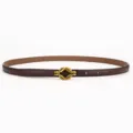 Femme fine ceinture en cuir marron avec boucle elegante noeud metal dore accessoire - Nœud en jute / 100cm / Café