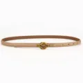 Ceinture fine en cuir veritable pour femme kaki avec boucle metallique elegante, accessoire chic. - Nœud en jute / 100cm / Kaki