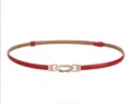 Fine ceinture en cuir rouge pour femme, élégante sangle de taille à boucle dorée pour robes. - Nappa Rouge