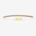 Ceinture fine en cuir blanc pour femme avec boucle métallique texturée dorée élégante - Boucle Dorée - Blanc