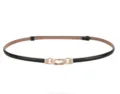 Ceinture fine en cuir noir pour femme avec boucle en métal doré rose, accessoire élégant. - Nappa Noir