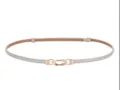 Fine ceinture en cuir blanc pour femme avec boucle métallique dorée, ceinture de robe chic. - Nappa Blanc