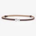 Ceinture fine en cuir marron pour femme avec boucle à boule argentée, élégante et chic. - 95cm / Café Mat