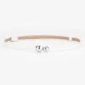 Ceinture fine en cuir minimaliste pour femme avec boucle boule métal, accessoire chic. - 95cm / Blanc Mat