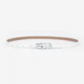 White thin leather belt for women with unique silver metallic buckle for dresses. - White With Silver Buckle