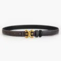 Ceinture en cuir véritable pour femme avec boucle dorée rétro, idéale pour robes et pantalons. - Style X Café