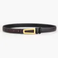 Ceinture femme en cuir de vache rétro boucle dorée polyvalente robe taille ceinture - Trapèze Café