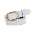 Weißer Damen Ledergürtel, minimalistischer lässiger Gürtel mit goldener Ovalschließe. - 105cm / Weiß