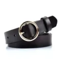 Dames echt lederen riem met ronde gouden gesp eenvoudige stijl casual broekriem - 100cm / Gouden Gesp Koffie
