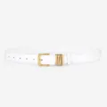 Ceinture en cuir blanc minimaliste pour femmes avec boucle dorée vintage design élégant - Blanc