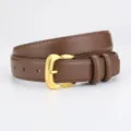 Ceinture en cuir marron avec boucle dorée pour femme, accessoire élégant et minimaliste. - 105cm / Couleur caramel