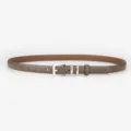 Slim brown leather belt for women, elegant metal pin buckle, versatile jeans accessory. - 105cm / Dark Gray