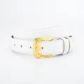 Women white leather belt minimalist casual waist belt with gold buckle for jeans style - 105cm / White