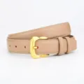 Minimalist leather belt for women with gold buckle, camel color casual waist strap accessories - 105cm / Khaki