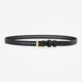 Ceinture en cuir noir ajouré pour femme, boucle ardillon fine mode pour jean. - 105cm / Noir Losange - Boucle Or 8034