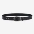 Cintura in vera pelle nera con fibbia in metallo intagliato vintage per uomo e donna. - Fibbia Ovale Goffrata / 105cm / Nero