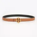 Ceinture double face en cuir orange pour femme avec boucle croix style chic mode - Boucle Métal Croix Fleur / 100cm / Chameau