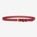 Red leather hollow out waist belt for women, stylish pin buckle jeans dress strap. - Diamond Red - 8034 Gold Buckle