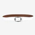 Witte lederen riem met vintage metalen gesp, stijlvol retro modeaccessoire voor dames. - Antiek Zilver Vierkante Gesp / 105cm / Wit