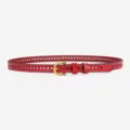 Red leather hollow belt for women with gold buckle, versatile casual jeans waist belt stylish - Diamond Red - Omega Buckle