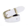 Ceinture blanche en cuir pour femme avec une boucle doree style casual jean chic - Boucle Dorée - Blanc / 105cm