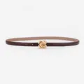 Fine ceinture en cuir pour femme avec boucle fleur de rose dorée, élégante et chic. - 100cm / Café