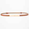 Ceinture fine en cuir pour femme, élégante lanière marron avec boucle métallique dorée pour robe. - 95-98cm / Boucle dorée - chameau