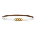 White thin leather belt for women with stylish gold chain buckle minimalist waist accessory - Single Layer Twisted / White