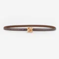 Women's thin leather belt with gold metal rose flower buckle elegant dress waist accessory - 100cm / Dark Gray