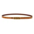 Women's brown leather belt with a stylish retro gold chain buckle, slim and versatile. - Single Layer Twisted / Camel
