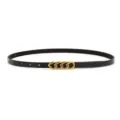 Women's thin black leather belt with stylish gold chain buckle, minimalist retro daily wear. - Single Layer Twisted / Coffee