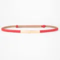 Red thin cowhide waist belt for women with elegant gold metal buckle dress accessory - 95-98cm / Red With Gold Buckle