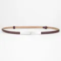 Women's slim brown leather belt with silver metal buckle minimalist waist strap - 95-98cm / Silver Buckle - Coffee