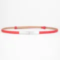 Red thin leather belt for women, adjustable waist strap with silver metal buckle for dress and suit. - 95-98cm / Red With Silver Buckle