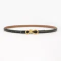 Ceinture fine pour femme en cuir noir avec une boucle nœud doré chic pour sublimer vos robes - Style Film de Transfert / Noir