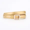 Gold patent leather women dress belt with elegant pearl and rhinestone buckle, 2025 fashion. - 100cm / Patent Gold