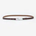 Brown leather belt for women with textured silver buckle, slim design for casual and dress wear - Silver Buckle Coffee