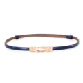 Fin ceinture en cuir verni bleu avec boucle or rose, parfaite pour robes d'été. - Cuir Verni Bleu