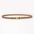 Ceinture fine en cuir marron avec boucle nœud doré pour robe chemise femme style - Style Film de Transfert / Couleur caramel