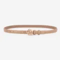 Fine ceinture en cuir femme avec boucle rose dorée, accessorio élégant pour robe et pantalon. - Kaki