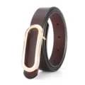Ceinture en cuir marron pour femme, boucle ovale lisse et élégante, accessoire de pantalon. - 105cm / Café